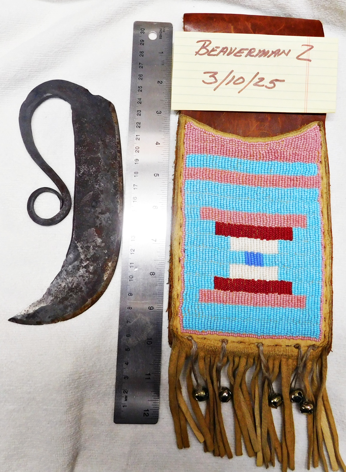 FOR SALE - NORTHERN CHEYENNE STYLE WOMANS BEADED SHEATH AND HAND FORGED ...